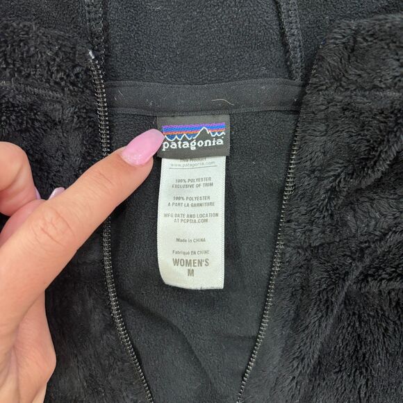 Patagonia Plush Synchilla Hoody Womens M Black Full Zip Fleece Jacket 20954 - Picture 3 of 6